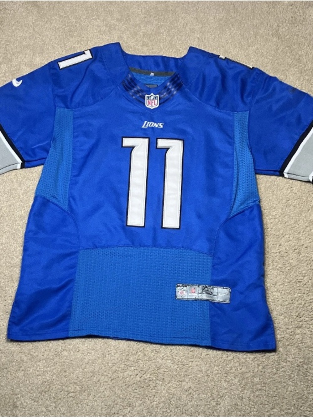 NFL Mens Size Medium Blue Detroit Lions #11 Jones JR. Jersey